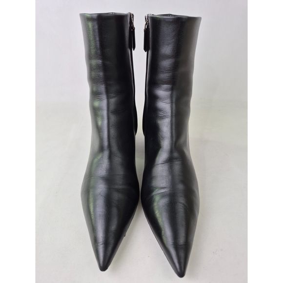 Prada Women's Black Nero Leather Pointy Toe Booties Size 38.5 - Picture 4 of 8